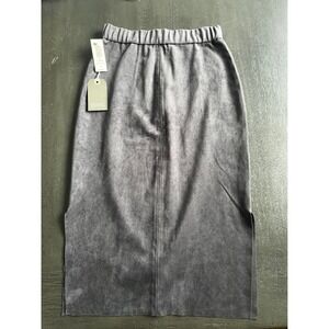 Wilfred Free Lis Skirt Dark Charcoal Vegan Suede Midi Pencil Side Slit Size 4
